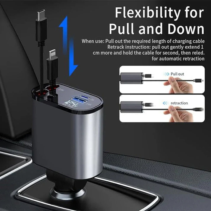 4 IN 1 Retractable Car Charger